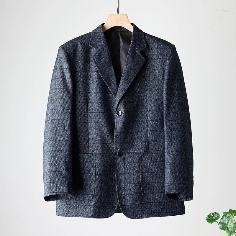 Costumes pour hommes de haute qualité Blazer britannique à carreaux élégant mode Premium Simple affaires décontracté mariage Gentleman veste de costume mince