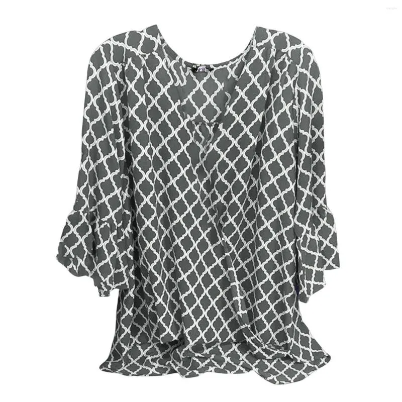 T-shirt da donna Camicia con stampa circolare e scollo a V, top ampio mamma