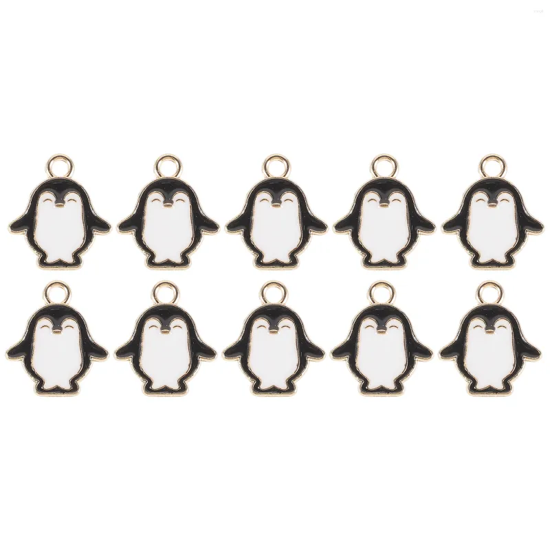 Colares de pingente 10 pcs colorido liga pinguim pingentes encantos diy jóias fazendo acessório para brincos camisola cadeia