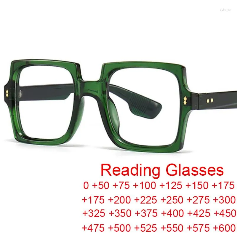 Sunglasses Anti Blue Light Rivets Green Reading Glasses Women Men Brand Designer Retro Square Oversized Female Eyeglasses Computer Eyewear