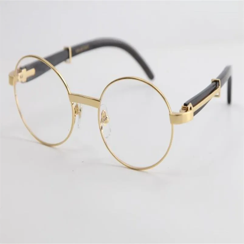 Sprzedawanie okularów Vintage Okulary Ramka Czarna Buffalo Horn Optical Pilots Metal Men Men 18K Złote Metal Ramki Rozmiar 55-22-135m2368