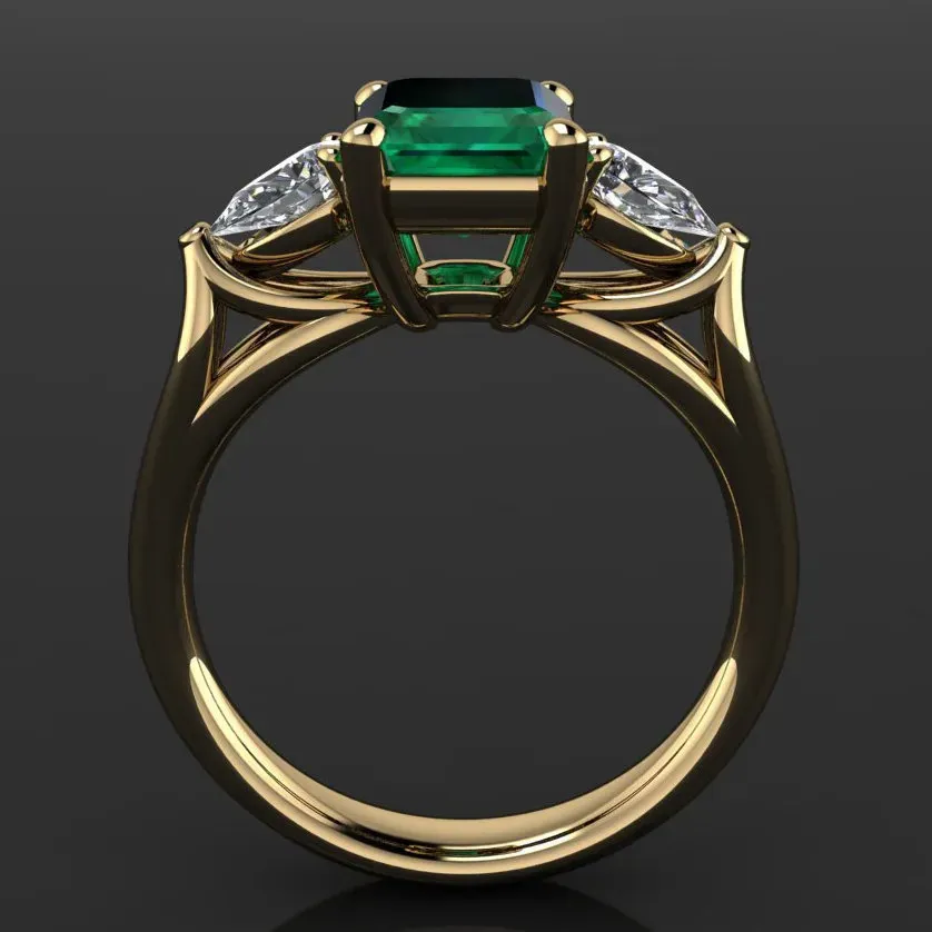 Solitaire Ring 14k Gold Jewelry Green Emerald for Women Bague Diamant Bizuteria Anillos De Pure Gemstone Females 231007