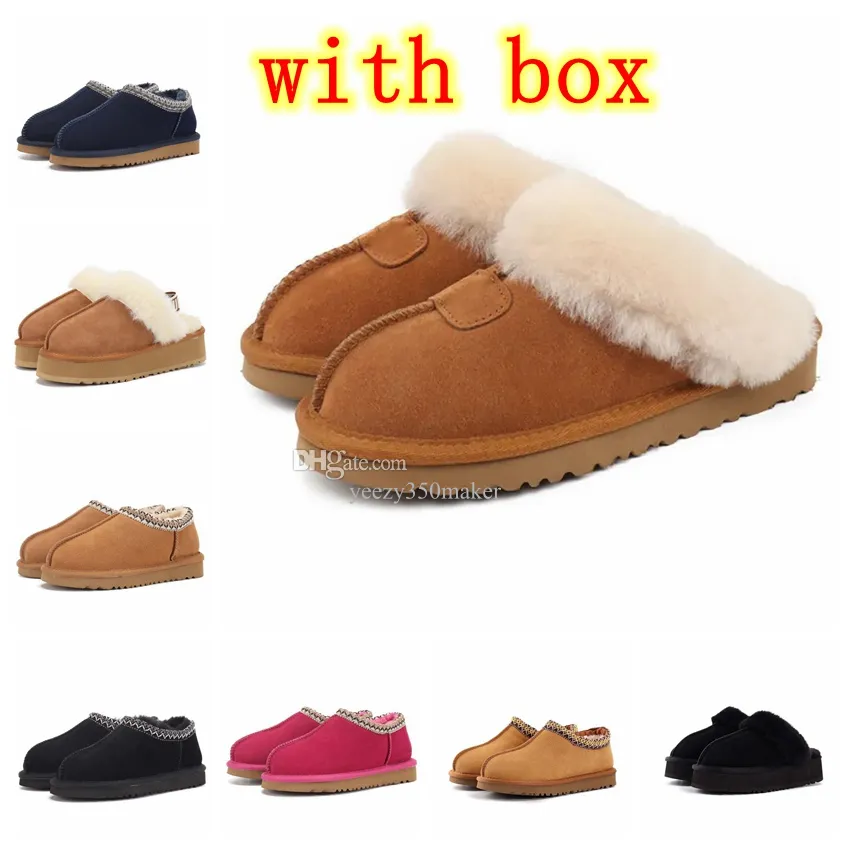 Mini Snow Slipper Boots With Box Women Real Sheepskin Wool Low-Cut Warm Fur Shoes Man Women Winter Short Boots Super Booties