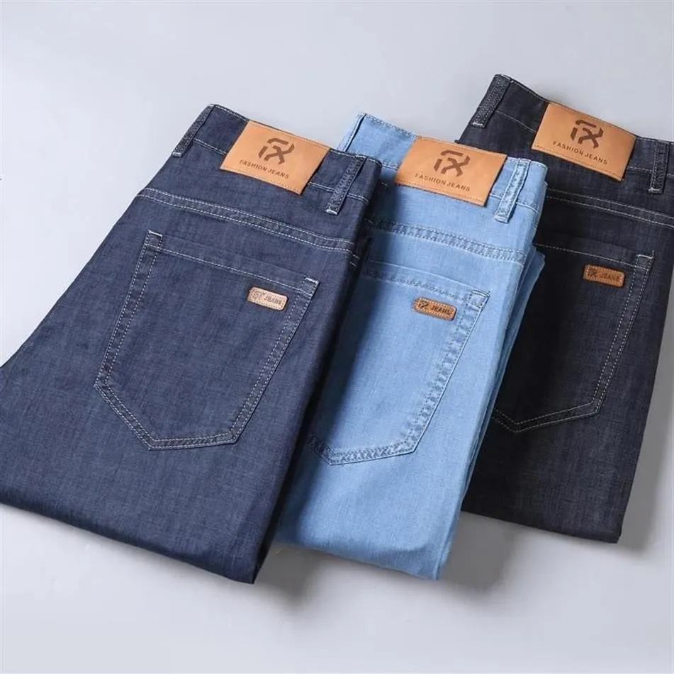 Jeans pour hommes 2022 été mince affaires décontracté élastique confort droit Denim pantalon mâle de haute qualité marque pantalon 320G