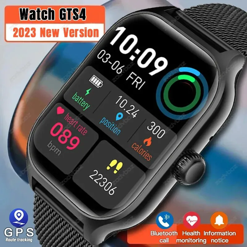 2023 neue GTS4 Smart Uhr Männer Kundenspezifische Zifferblatt Voice Call Sport Uhren Frauen GPS Tracker Wasserdichte Smartwatch Für Xiaomi Huawei iOS