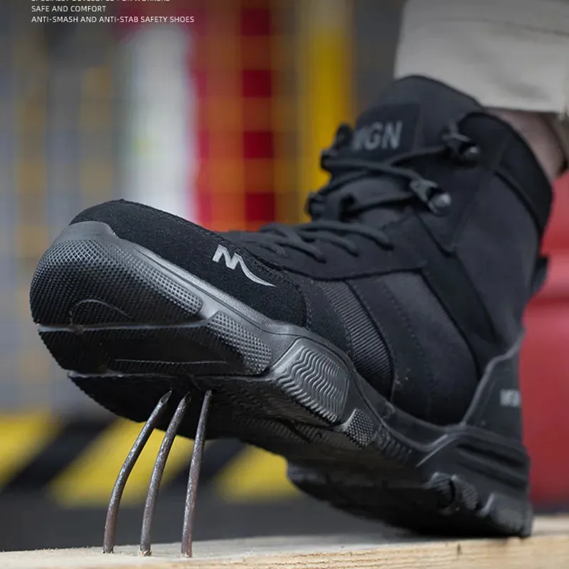 AMAWEI Indestructible Work Army Boots For Men Steel Toe Safety