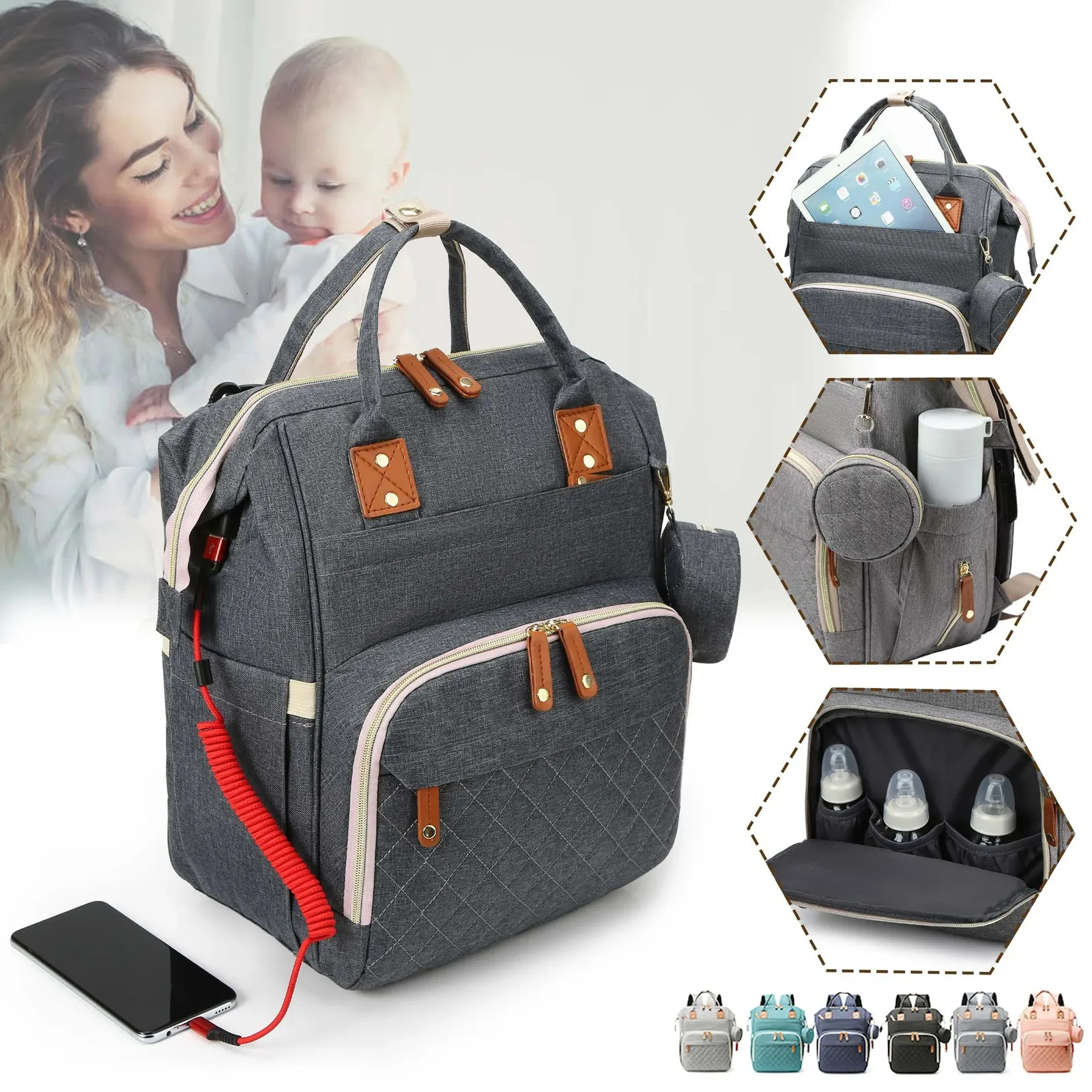 Multifunction Waterproof Diaper Bag Backpack Large Travel Mummy