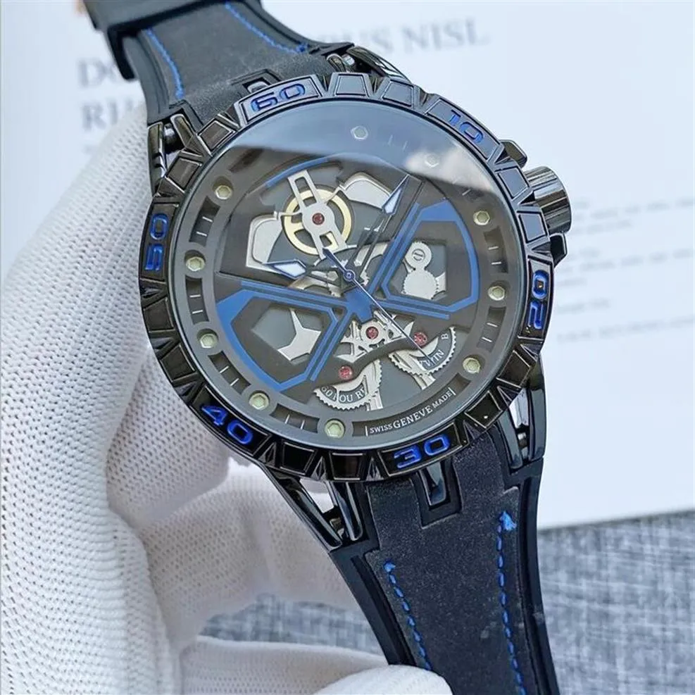 Branded Roger D 46mm herenhorloge quartz batterij silicagel band 8 kleuren mode horloges RD0912327M