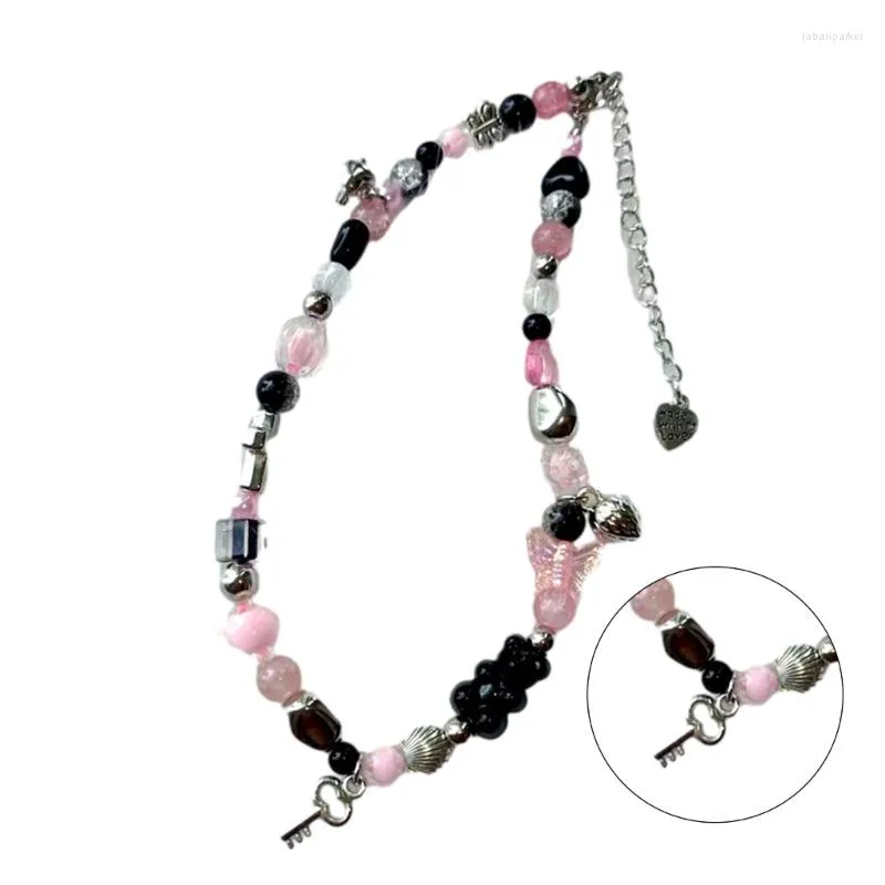 Halsketten mit Anhänger im Y2K-Stil, Acryl-Perlenhalskette, entzückender Halsreif, Dopamin, auffällig für modische Tropfen