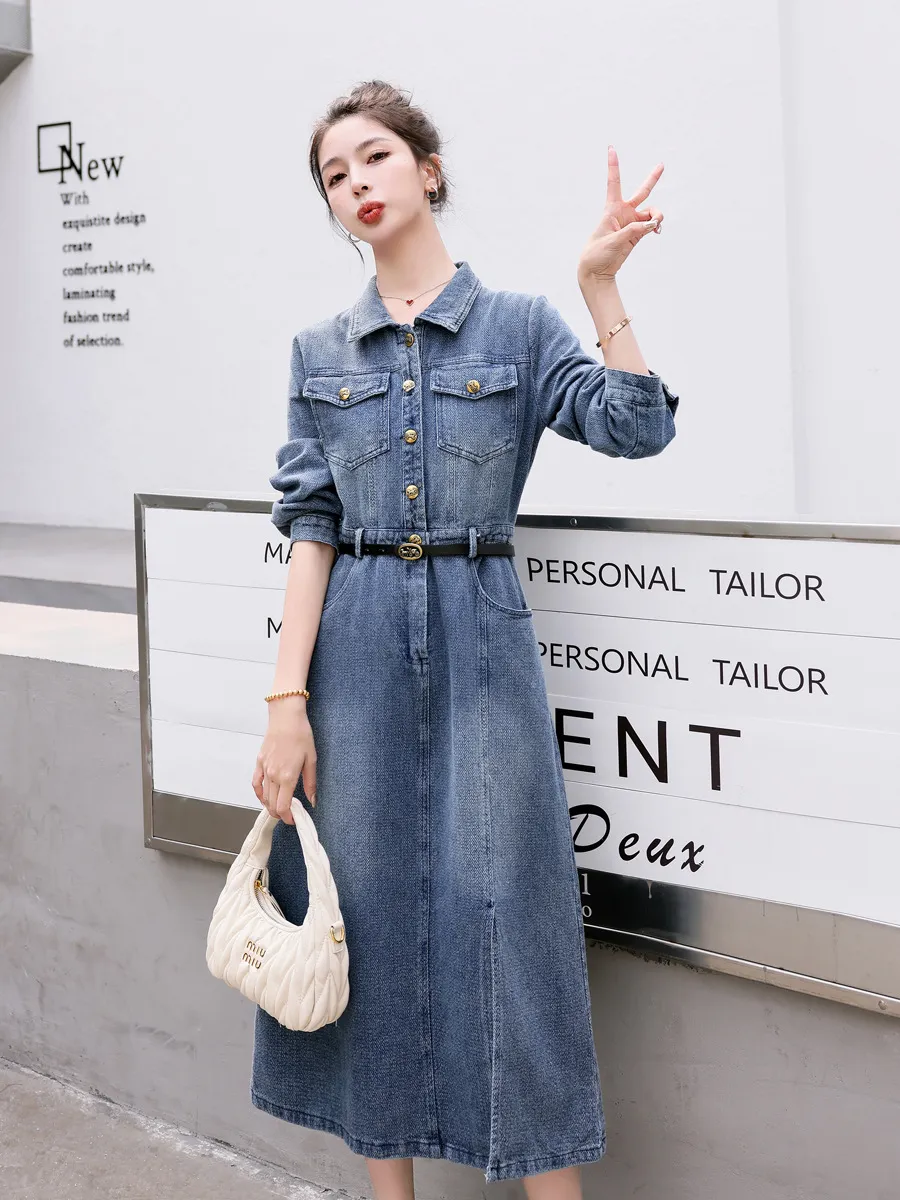 Sandro Washed Denim Dress Dżinsowa spódnica