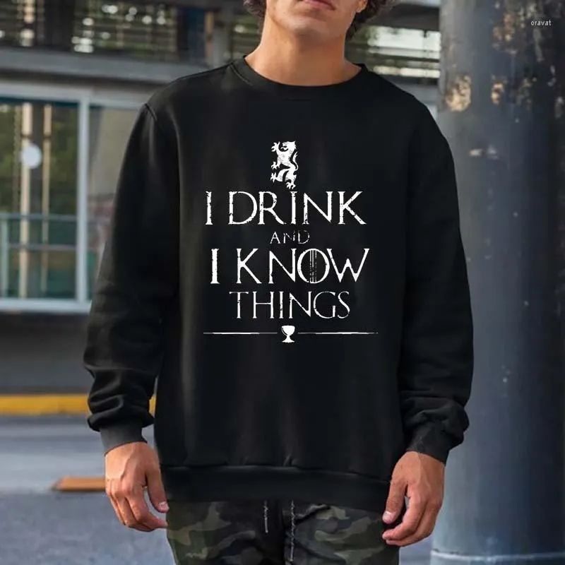 Herren-Kapuzenpullover „That's What I Do Drink And Know Things“, grafische Sweatshirts, Männer und Frauen, Streetwear, Rundhalsausschnitt, Kapuzenoberteile, Baumwolle