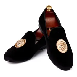 Harpelunde New Arrival Buckle Men Wedding Shoes Black Velvet Loafers Handmade Flats314U