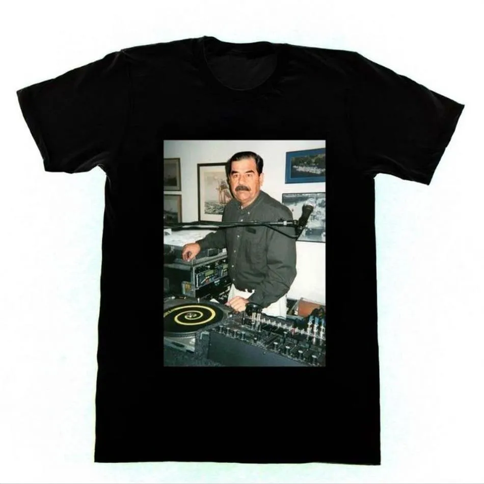 T-shirts hommes Marque de mode Tops Homme Tshirt Hommes Dj Saddam Hussein T-shirt Technics 1200 Iraq House Edm Hip Hop Coton Tees201Q