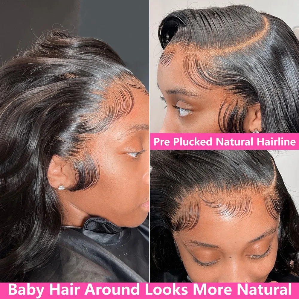 Perruque Lace Frontal Wig Body Wave transparente HD, cheveux naturels, pre-plucked, 13x4 13x6, prix d'usine pour femmes