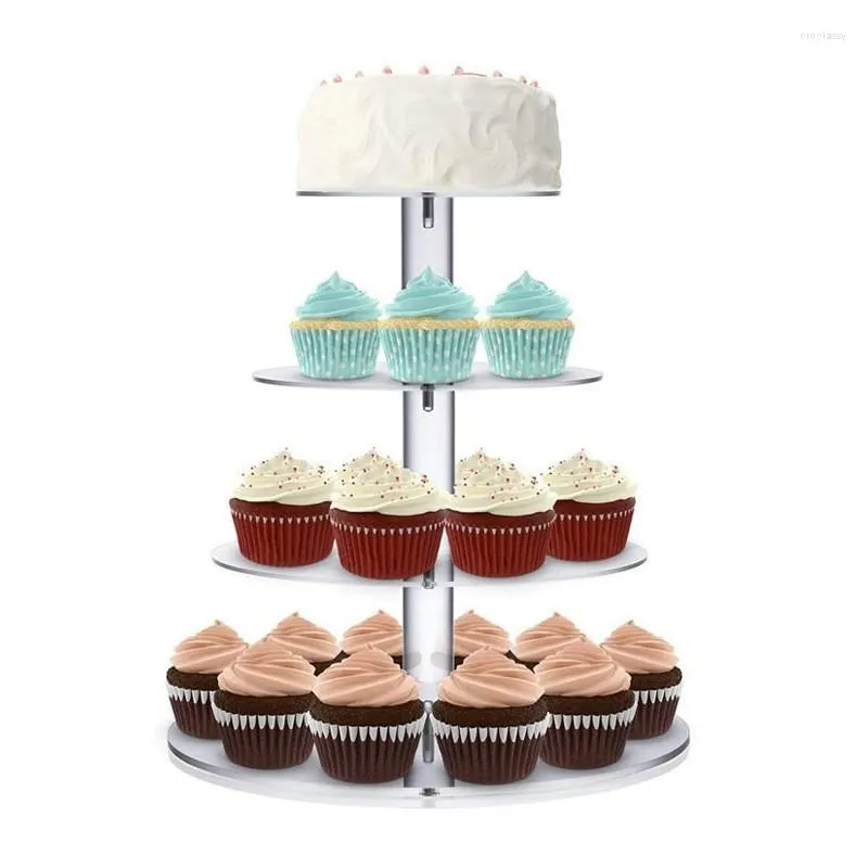 Ferramentas de cozimento 3/4/5 camadas acrílico bolo de casamento suporte copo de cristal prateleira titular cupcake placa festa aniversário decoração stands moldes