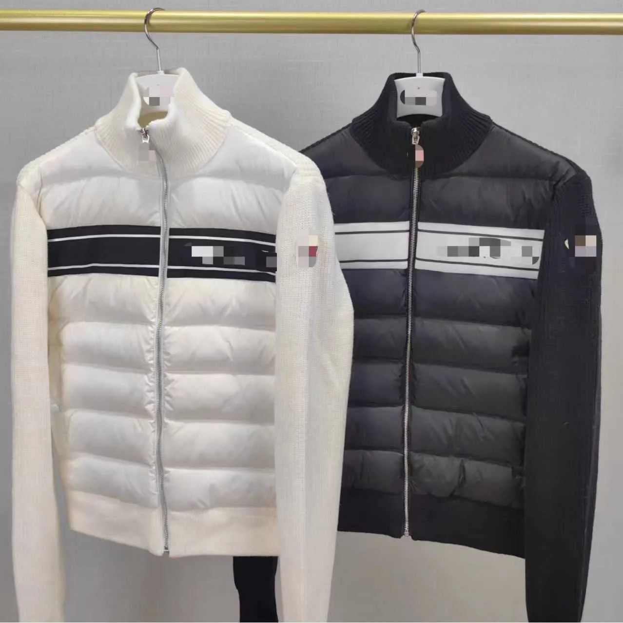 2023m Mengjia Spring och Autumn Short Sticked New Down Coat Goose Down Splice Par Casual Jacket