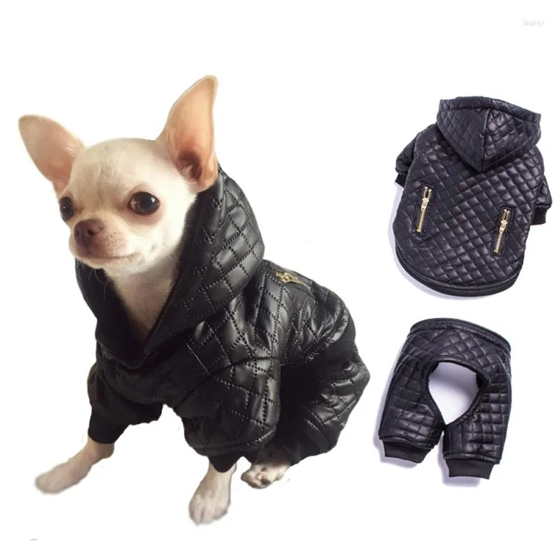 Abbigliamento per cani Cappotto invernale per animali domestici Tuta Abbigliamento in pelle Yorkshire Pomerania Yorkie Piccolo costume Abito indumento Cucciolo