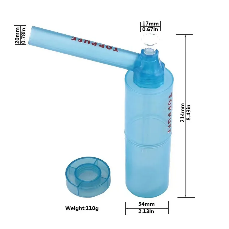 Top puff Acrylic Hookah Bong Water Pipe Filter Chamber Toppuff 214mm Height Travel Smoking Pipes Device