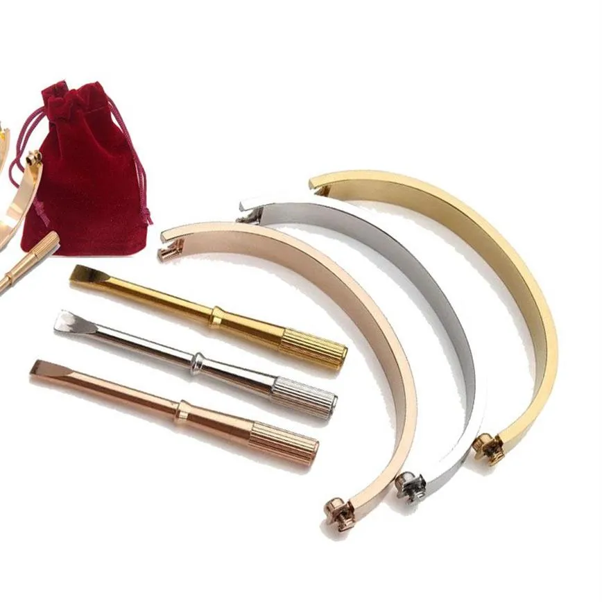 Nowy z torbą prezentową moda Bracelet ze stali nierdzewnej 18K Rose Gold Srebrna Śrubą Miłośnicy Biżuteria Kobiety Mężczyźni Banles240n