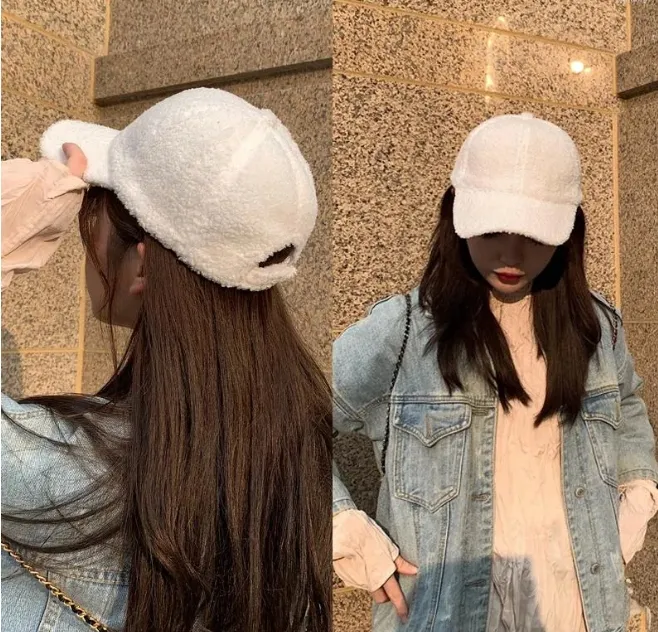 Baseball Hats For Women Cap Winter Warm Velvet Stylish Men Pure Color Sun Lady Girls Outdoor Hat