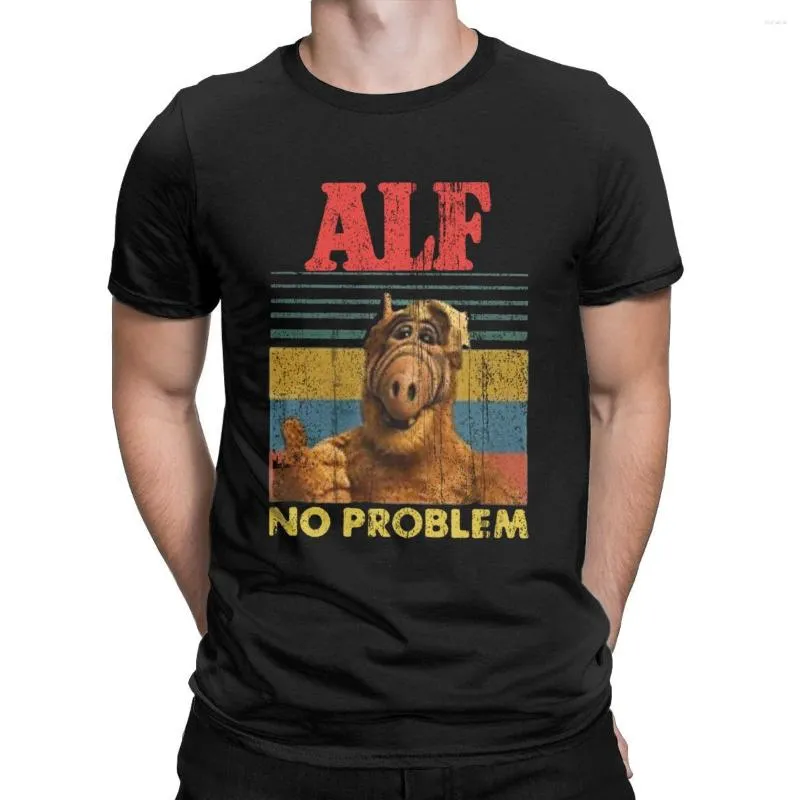 Homens camisetas Vintage Alf No Problem TV Sitcom Alien Life Form Ah Fu em casa camisa camiseta algodão roupas de verão