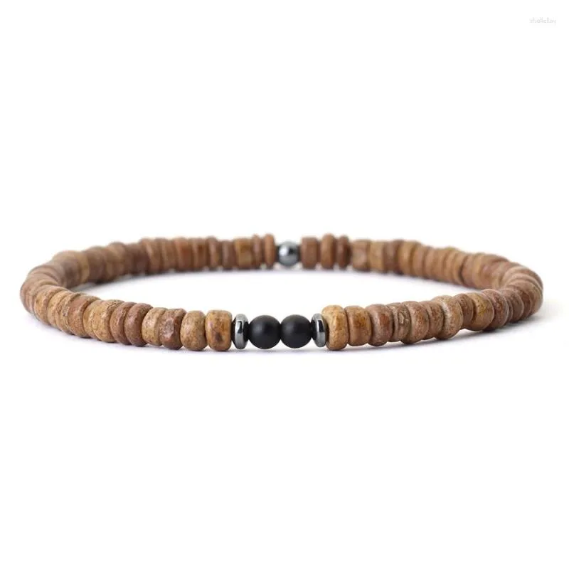 Charme pulseiras minimalista pulseira de madeira natural unisex marrom coco grânulo braslet acessórios de lazer meditação jóias tigre olhos braclet
