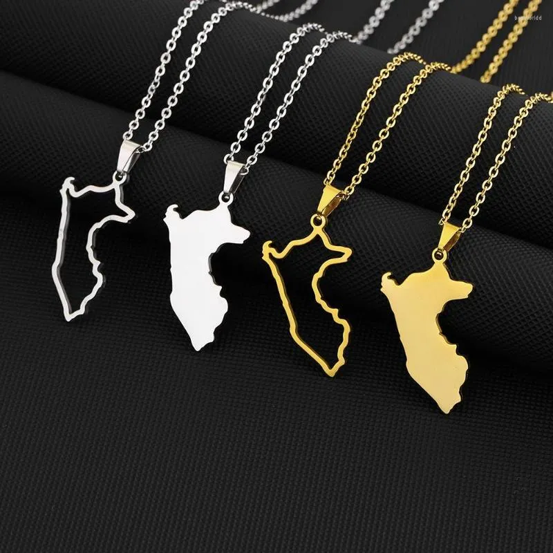 Hänge halsband peruansk karta halsband för kvinnor män guld färg rostfritt stål 2023 trendiga krage smycken par gåvor
