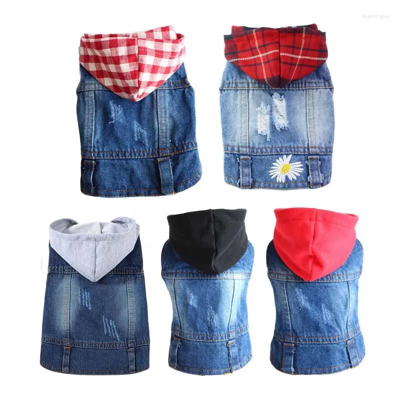 Hondenkleding Modeontwerperkleding voor Pomeranians Denim jack Hoodies Chihuahua Cowboy huisdierjas XS-XXL Puppy Kat-outfits