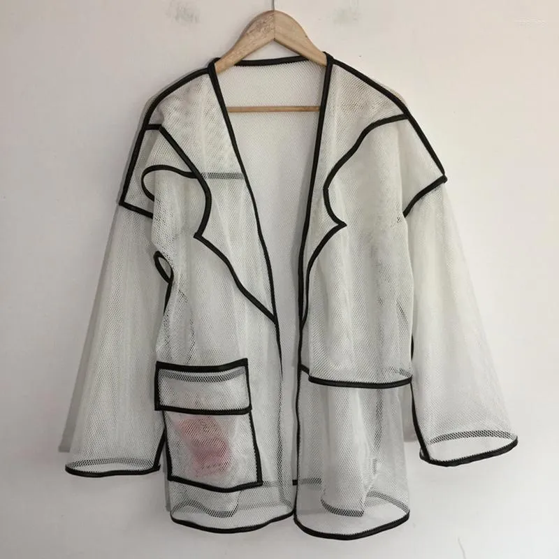 Voor heren Trenchcoats Mesh Doorzichtige Kleur Contrasterende Lijn Zonnebrandcrème Kleding Trendy Jas Design 2023 Elegant Stijlvol Colbert Original