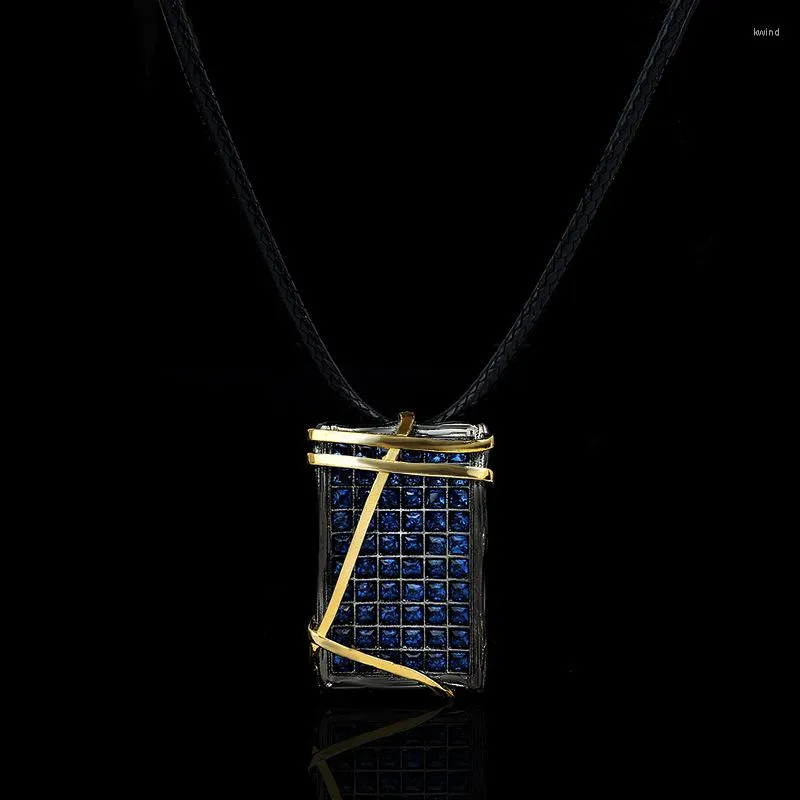 Wisiorki cizeva 2023 punkowa biżuteria szafirowy wisiorek 925 Srebrne niebieskie naszyjniki z cyrkon