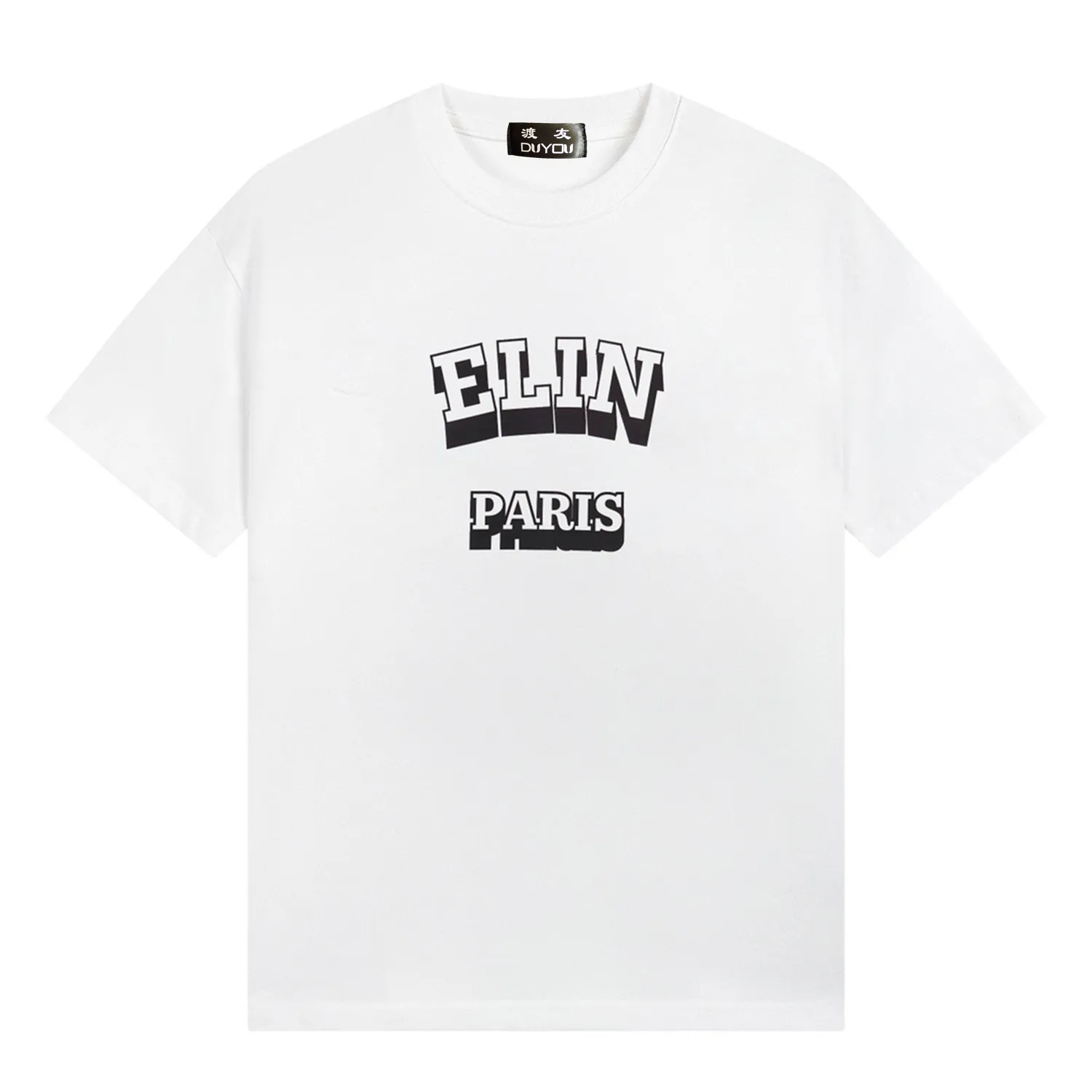 Losowa koszulka unisex w bawełnianej koszulce ecru / czarne męskie koszule krótkie rękawy Tshirty letnie hip-hop topy tee streetwear | 55198