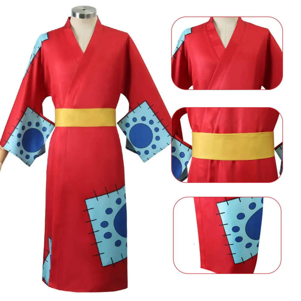 Full Set Anime Cosplay Luffy Cosplay Costume With Red Kimono And