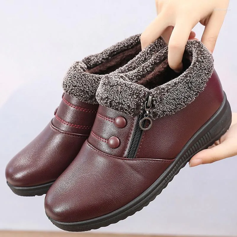 Botas femininas sapatos de algodão tornozelo mais veludo quente fundo macio inverno casual