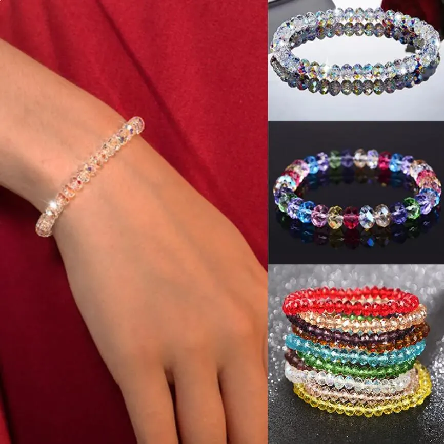Богемия, австрийский браслет с кристаллами, модные блестящие каменные бусины, эластичные браслеты из веревки для женщин, ювелирные изделия, подарки