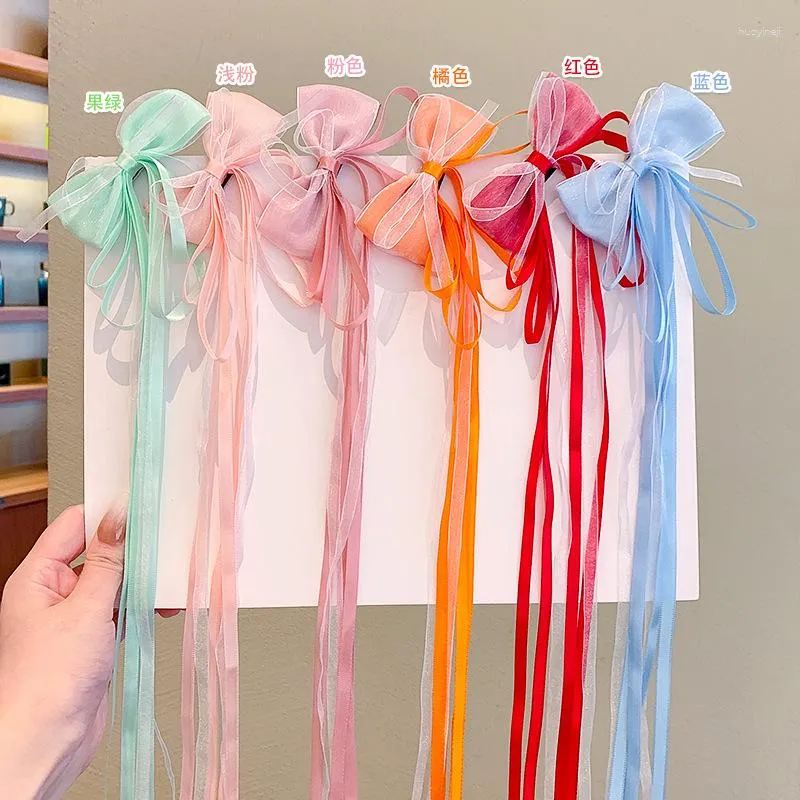 Hair Accessories 2PCS Set Fairy Hanfu Cloth Lace Long Ribbon Bow Clips Girl Kids Cute Chinese Style Hairpin Barrettes Fashion