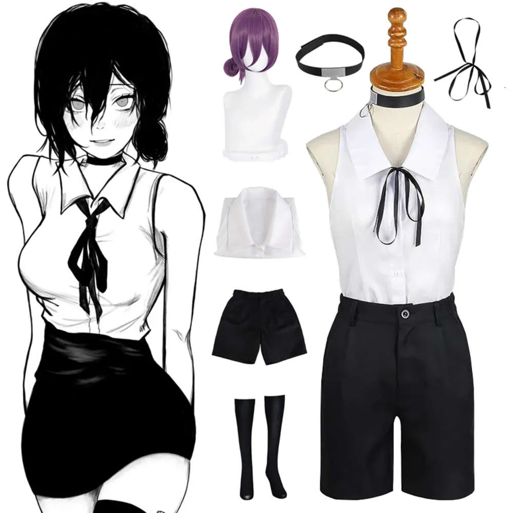 Anime Reze Cosplay Chainsaw Man Cosplay Costume Bomb Shirt Outfits Tie Short Neck Ring Reze Wig Halloween Clothing for Girlscosplay