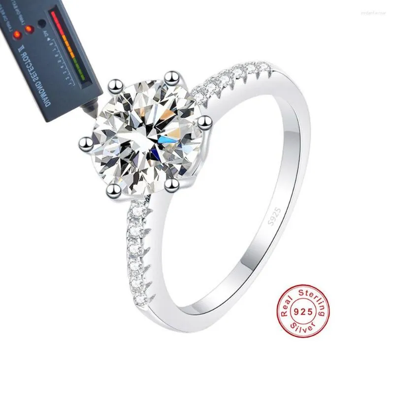 Cluster Ringen Ontwerp D Kleur Zes Klauw Echte Moissanite Diamant Voor Vrouwen Trouwring Luxe Sieraden
