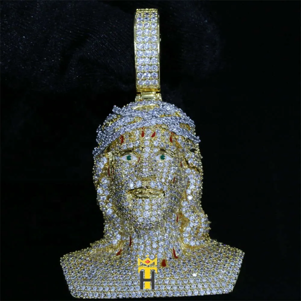 Iced Out Jesus Piece Pendant Necklace - 925 Sterling Silver Chain, Full ...