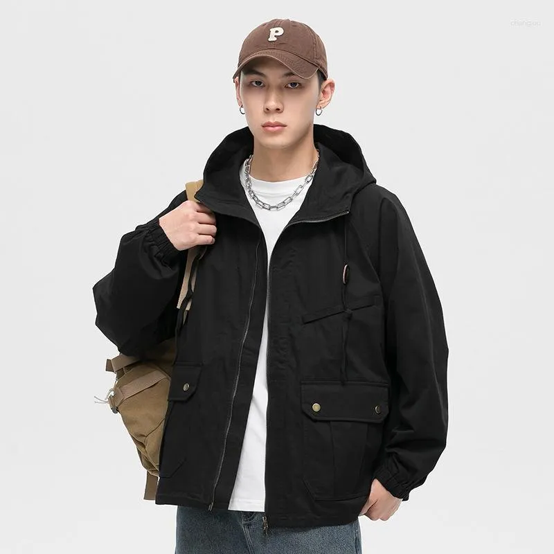 Men's Jackets Long Sleeve Cargo Coats For Men Autumn And Winter High Street Moto&Biker Fashion Loose With Nood Hip Hop Versatile