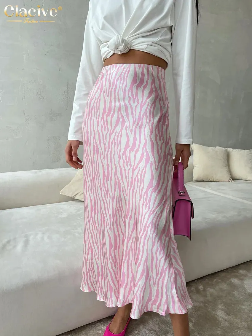 Gonne Clacive Moda Slim Stampa Gonna da donna Aderente Vita alta Midi Streetwear Elegante classico Abbigliamento femminile 231007