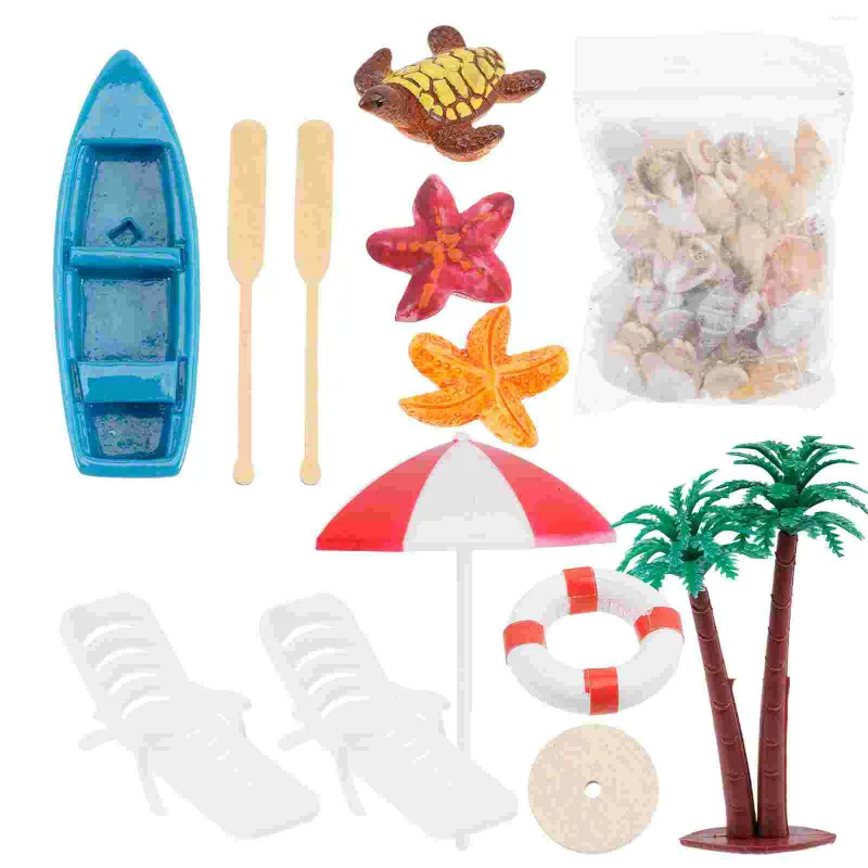 Garden Decorations Statuette House Beach Micro Scene Ocean Decor Mini Folding Chair Resin Prop It Was The