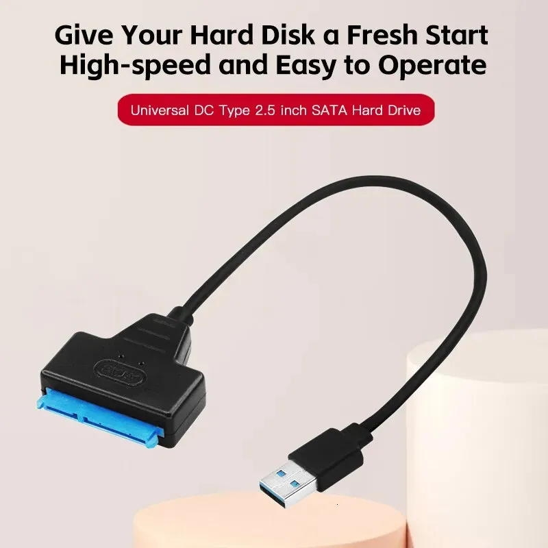 Câble SATA Vers USB 3.0 - 2 Pièces - Adaptateur Pour Disque Dur/SSD 2.5" - Transfert 5 Gbps, Plug & Play - Compatible Windows/Linux