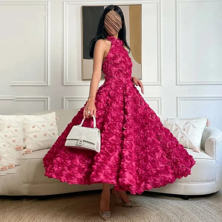 long birthday dresses Long Birthday Dresses: Rose Pink Halter Neck Evening... From Babynice666,  $144.58
