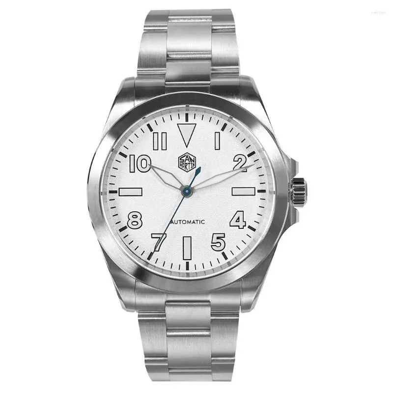 손목 시계 San Martin Men 자동 시계 40mm 고급 기계 손목 시계 100m 방수 BGW-9 LUMINOUS SAPPHIRE NH35 FIRE TEXTUED