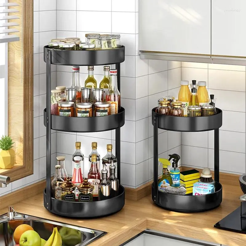 Kök lagring 360 ° roterande multifunktion Spice rack arrangör krydda hållare bricka hem leveranser för badrumsskåp