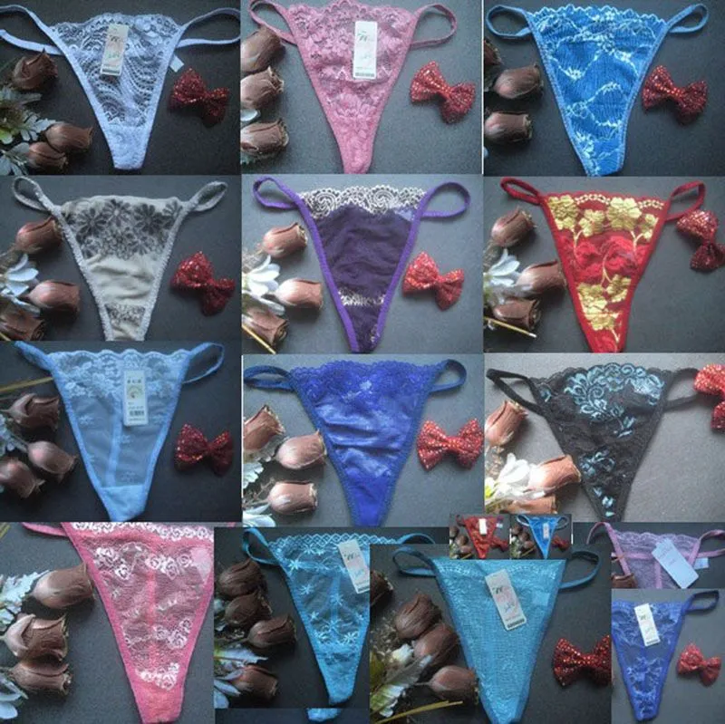 Sexy lace Underwear G String Thongs Panties T Back LINGERIE women lady multicolor floral peen bikini panty cheap on sale 190230