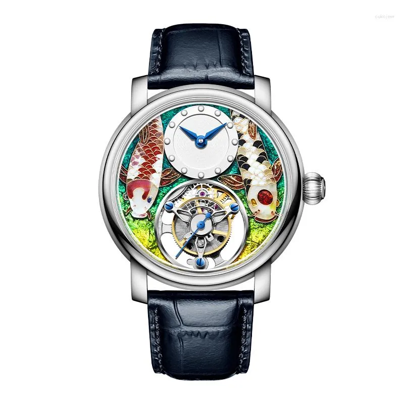 Wristwatches Haofa المينا Craft Tourbillon Watch فريدة من نوعها التصميم الهاتفي الميمون Limited Edition دليل ما قبل البيع 2218