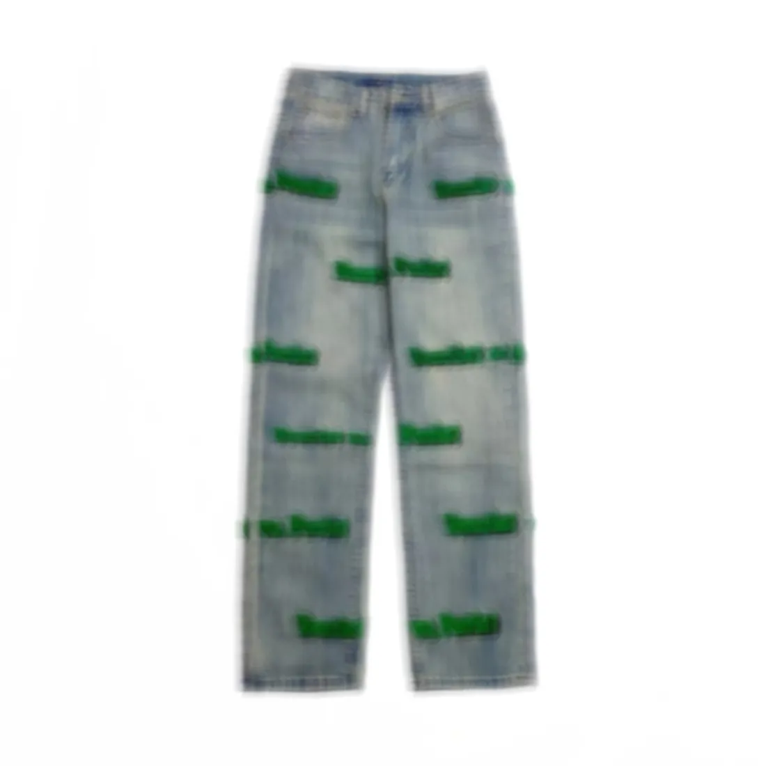 Hommes concepteurs pantalon Paris Graffiti Brosse à dents rouge Impression de jeans lavés Denim Pantalon décontracté Blue S-xl