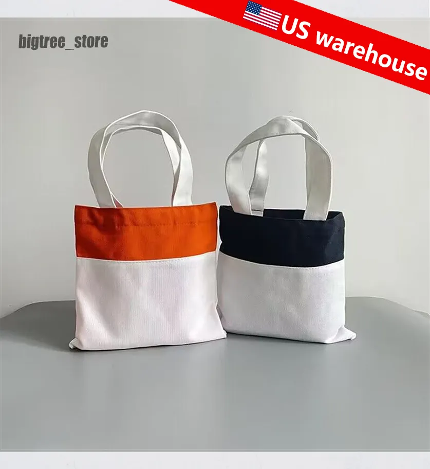 US Warehouse Sublimation Canvas Bag Blanks Party Supplies Livsmedel Livsmedel Tygväskor Icke -vävt tyg Återanvändbart DIY Hantverk och dekorera väska för Halloween