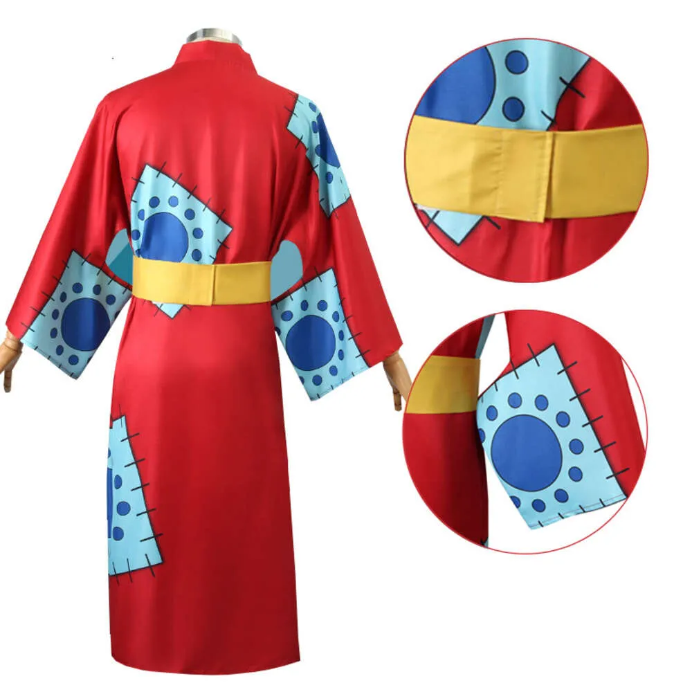 Full Set Anime Cosplay Luffy Cosplay Costume With Red Kimono And